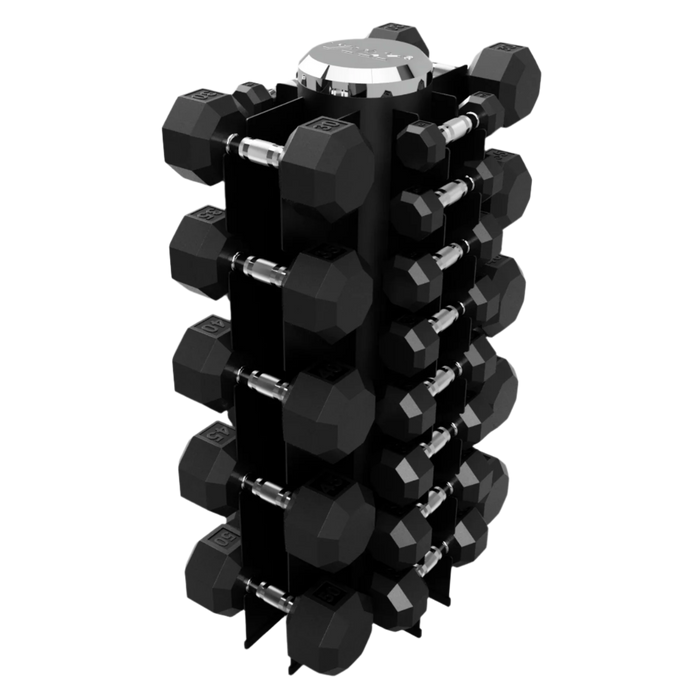 VTX (3-50lbs) 4 Sided Vert Rack w/ 13 Pair Rubber Dumbbells - VERTPAC-SDR50G