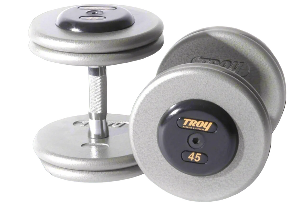 Troy Hammertone Cast Iron Pro-Style Dumbbells with Rubber Endcaps - HFD-R