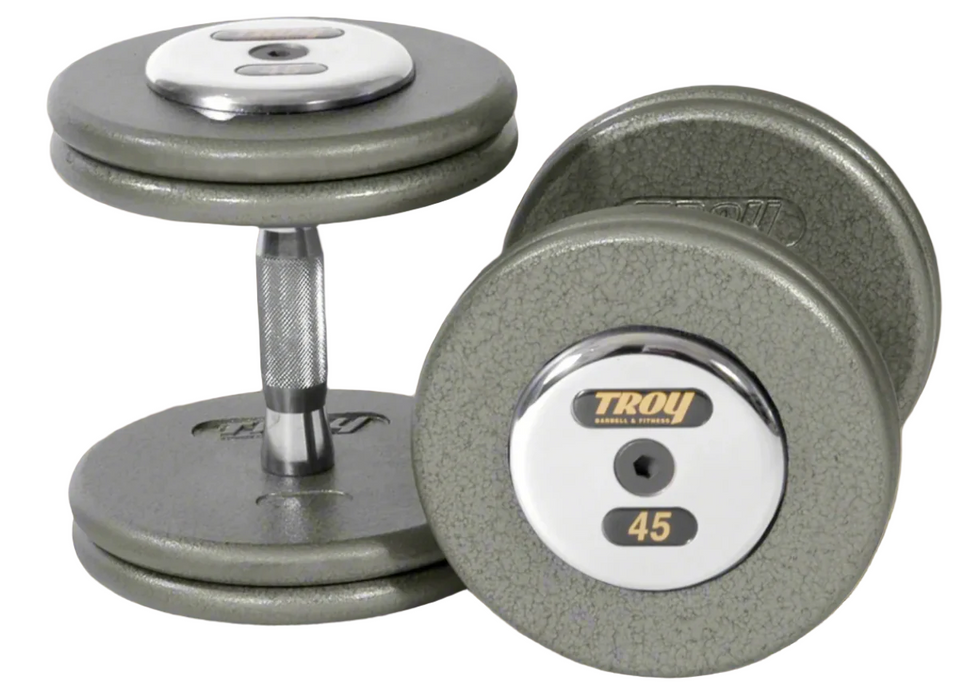 Troy Pro-Style Iron Dumbbells with Straight Handle With Chrome Endcaps - HFD