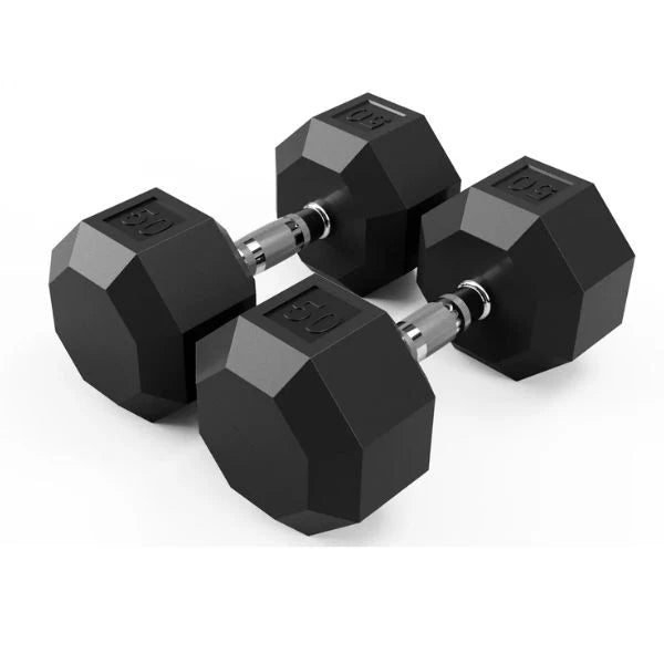 VTX (5-75lbs) 8-Sided Rubber Dumbbell Set with 3 Tier Shelf Rack - VERTPAC-SDR75