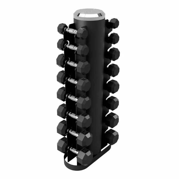 VTX (3-25lbs) Rubber Dumbbells Set with Vertical Rack - VERTPAC-SDR25