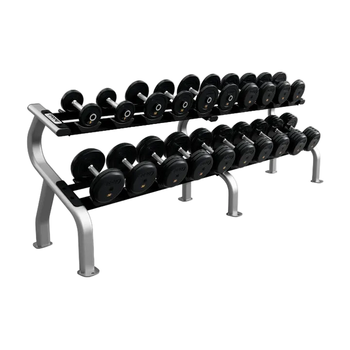 Troy Saddle Rack W/ 10 Pro-Style Commercial Rubber Dumbbells (5-50 lbs) - COMMPAC-RUFDR50