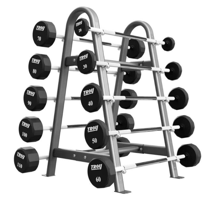 TROY HORIZONTAL BARBELL RACK URETHANE STRAIGHT BARS (20-110LBS) - COMMPAC-TSBU110