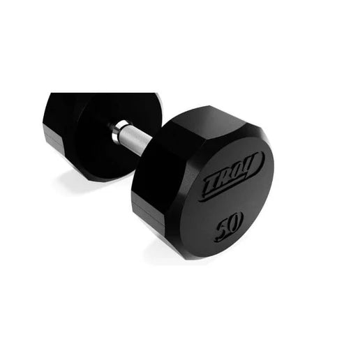 TROY 12 Sided Rubber Encased Dumbbell Set with Storage Rack (5-100lbs) COMMPAC-TSDR100