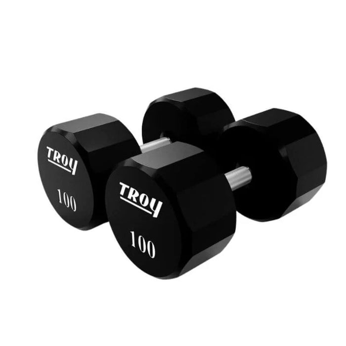 TROY 12-Sided Urethane Encased Dumbbell Set with Storage Rack (5-50lbs) - COMMPAC-TSDU50