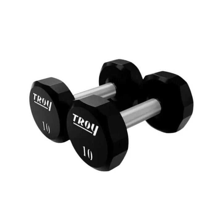 TROY 12-Sided Urethane Encased Dumbbell Set with Storage Racks  (5-100lbs) - COMMPAC-TSDU100