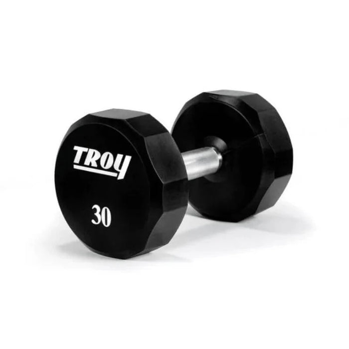 TROY 12-Sided Urethane Encased Dumbbell Set with Storage Rack (5-50lbs) - COMMPAC-TSDU50