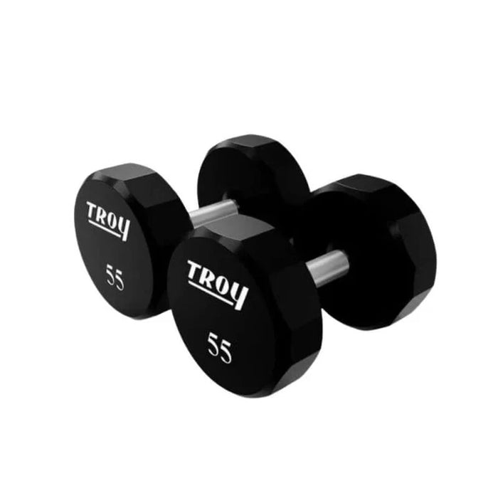 TROY 12-Sided Urethane Encased Dumbbell Set with Storage Racks  (5-100lbs) - COMMPAC-TSDU100