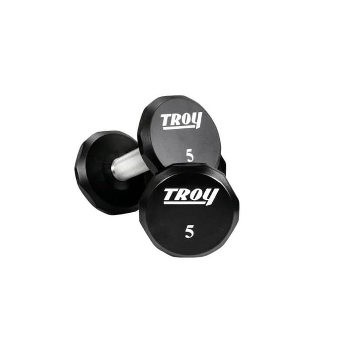 TROY 12-Sided Urethane Encased Dumbbell Set with Storage Racks  (5-100lbs) - COMMPAC-TSDU100