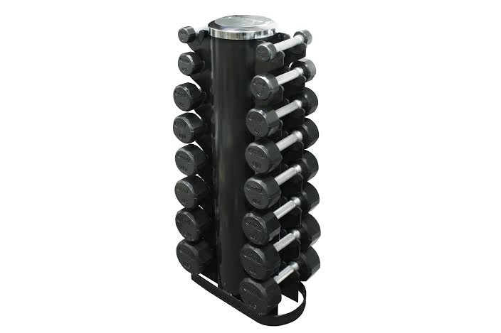 TROY 12 Sided Vertical Rubber Dumbbell Set (3-25lbs) - VERTPAC-TSDR25