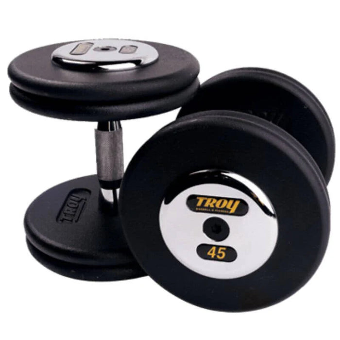 Troy Hammertone Cast Iron Pro-Style Dumbbells with Contoured Handles and Rubber Endcaps - HFDC-R