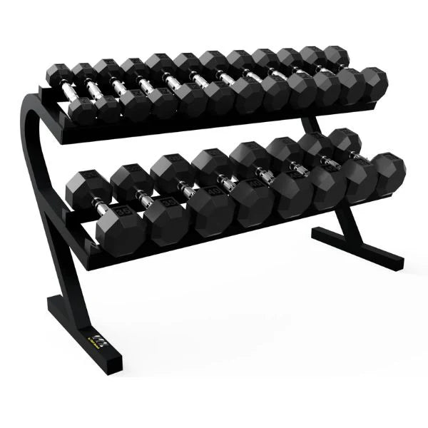 VTX (5-50lbs) Rubber Dumbbells with Horizontal Rack - VERTPAC-SDR50