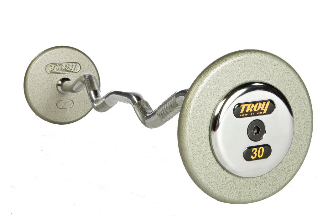 Troy Hammertone Cast Iron Pro-style Curl Barbell with Chrome Endcaps - HZB-C