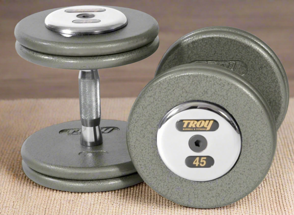 Troy Pro-Style Iron Dumbbells with Straight Handle With Chrome Endcaps - HFD