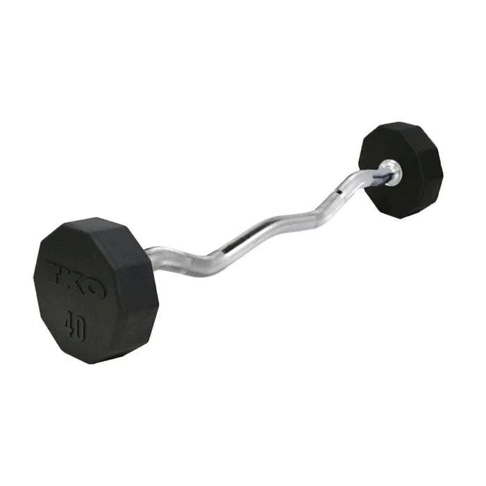 TKO 20-60lb Rubber Straight curl barbells w/ 10 set rack - S846-805807