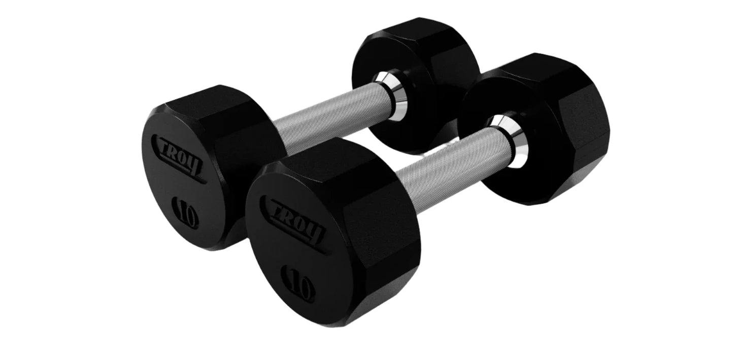 TROY 12 Sided Rubber Encased Dumbbells - TSD-R