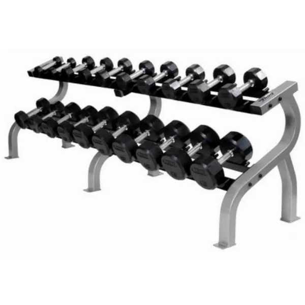 Troy Barbell 12-Sided Rubber Dumbbells with Storage Rack