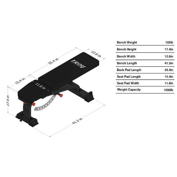 TROY Commercial Adjustable  Weight Bench GTBH-FID