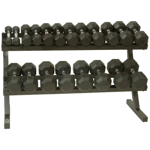 VTX (5-50lbs) Rubber Dumbbells with Horizontal Rack - VERTPAC-SDR50