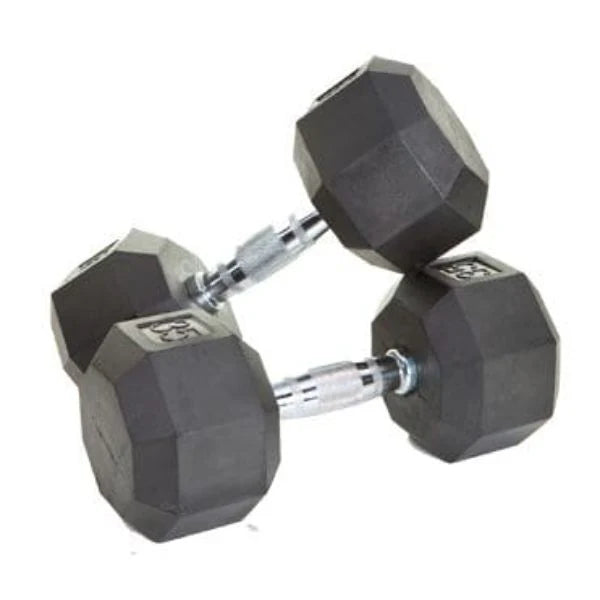 VTX (5-75lbs) 8-Sided Rubber Dumbbell Set with 3 Tier Shelf Rack - VERTPAC-SDR75