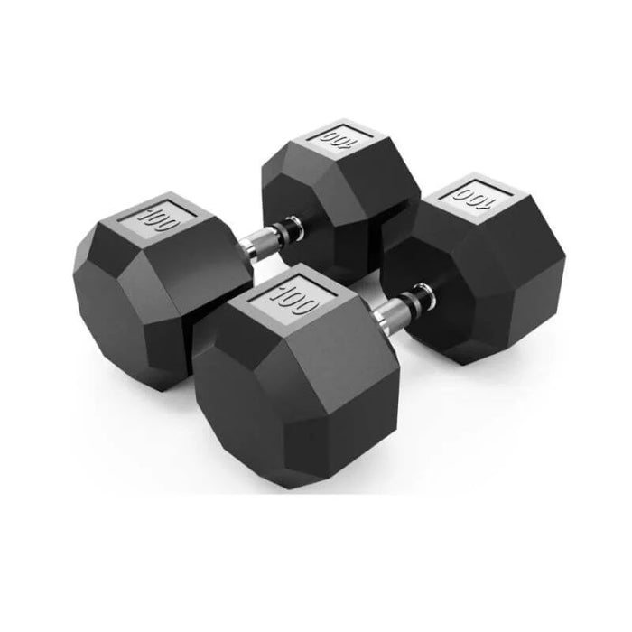 VTX (5-100lbs) Rubber Encased Dumbbells with Rack - VERTPAC-SDR100