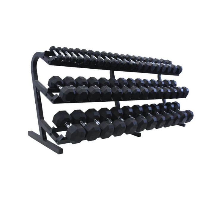 VTX (5-100lbs) Rubber Encased Dumbbells with Rack - VERTPAC-SDR100