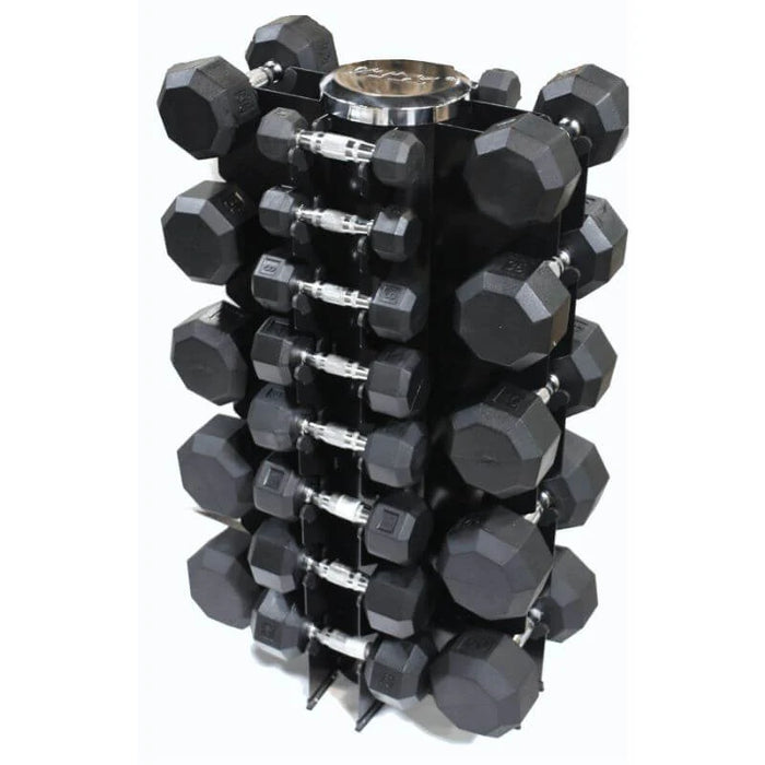 VTX (3-50lbs) 4 Sided Vert Rack w/ 13 Pair Rubber Dumbbells - VERTPAC-SDR50G