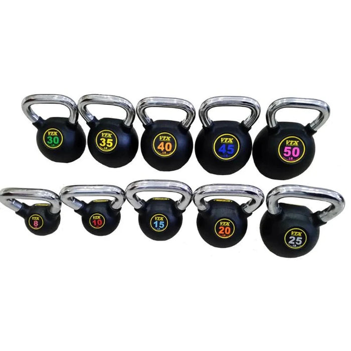 VTX Rubber Kettlebells 8-50lb Set (10 Kettlebells) - CKB-8-50