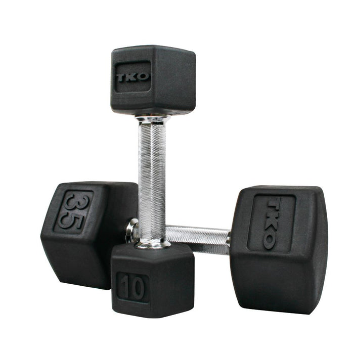 TKO Straight Handle Hex Rubber Dumbbell Sets 804SXR