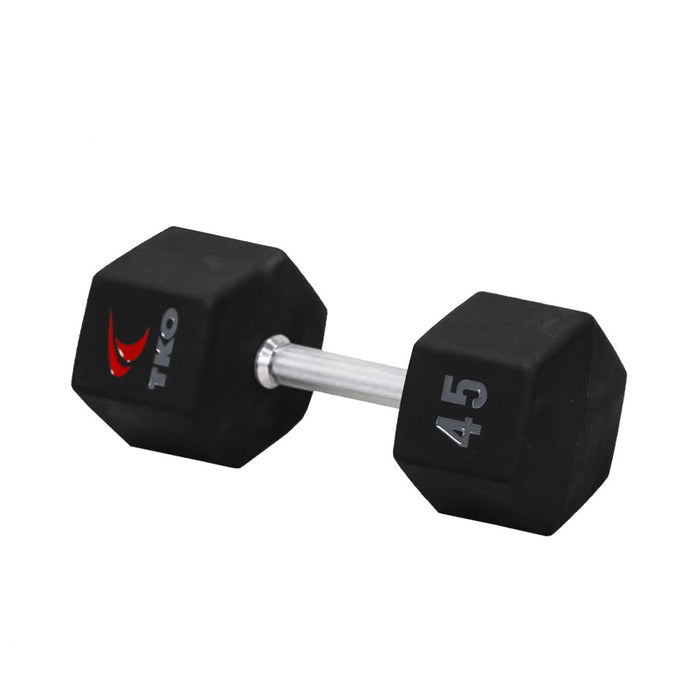 TKO 5-75lb urethane hex tri-grip handle dumbbells w/ Horizontal DB Rack - S890-TXUE15
