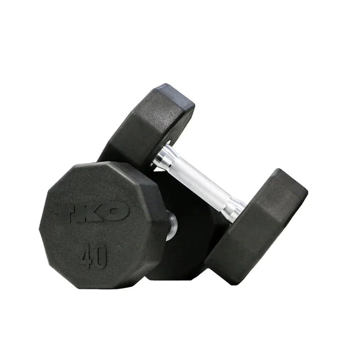 TKO Commercial Rubber Dumbbell Set With Rack - 5-75lbs
