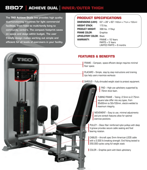TKO Strength Dual Inner and Outer Thigh Machine 8807