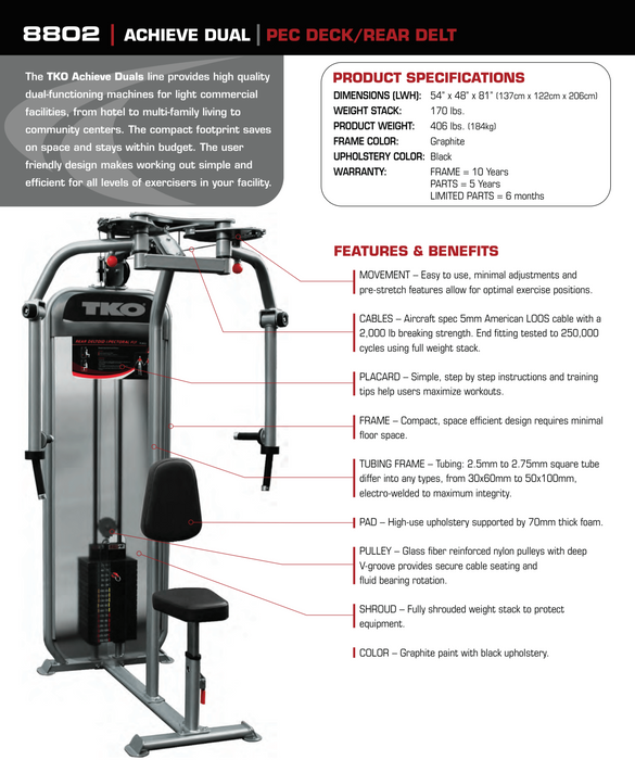 TKO Strength Dual Peck Deck and Rear Delt Fly - 8802
