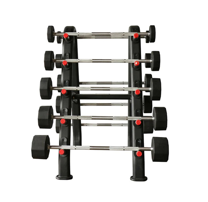 TKO 20-60lb Rubber Straight curl barbells w/ 10 set rack - S846-805807